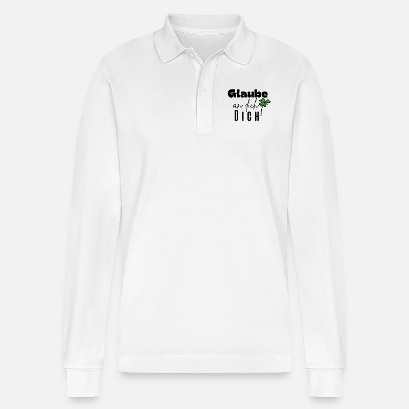 Glaube an dich - Stanley/Stella Unisex Bio-Langarm-Poloshirt Prepster - Weiß