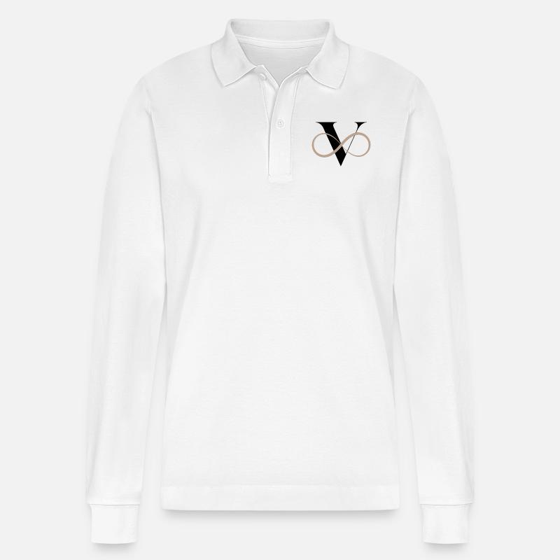 Unendlicher Buchstabe V - Stanley/Stella Unisex Bio-Langarm-Poloshirt Prepster - Weiß