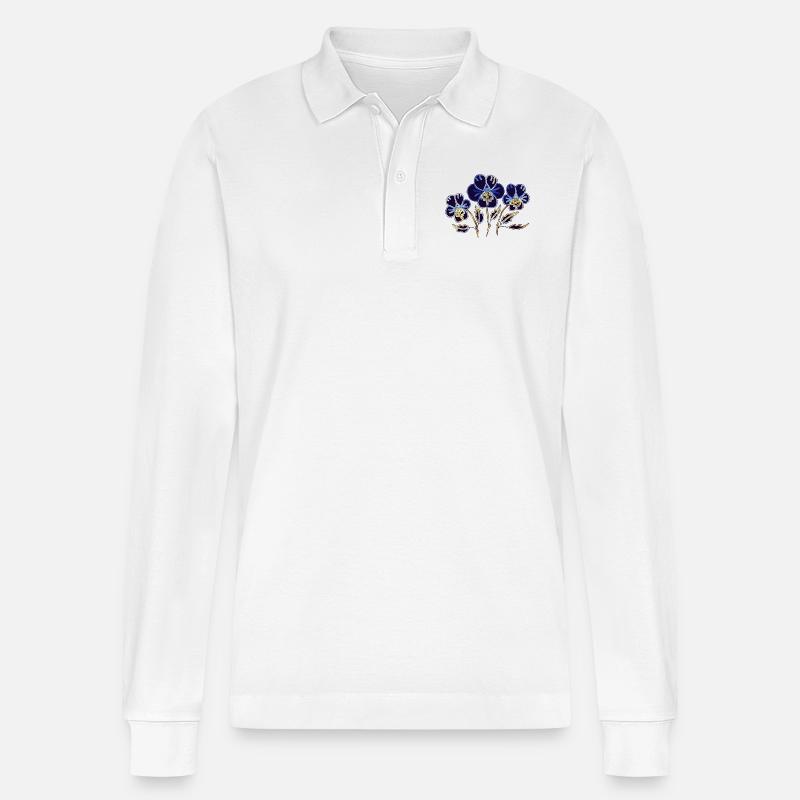 Fleur - Polo à manches longues bio PREPSTER Stanley/Stella Unisexe - blanc