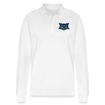 Eule - Stanley/Stella Unisex Bio-Langarm-Poloshirt Prepster - Weiß - Vorne - Anna (173cm) & Nico (186cm)