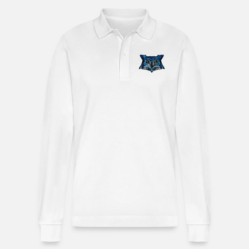 Eule - Stanley/Stella Unisex Bio-Langarm-Poloshirt Prepster - Weiß