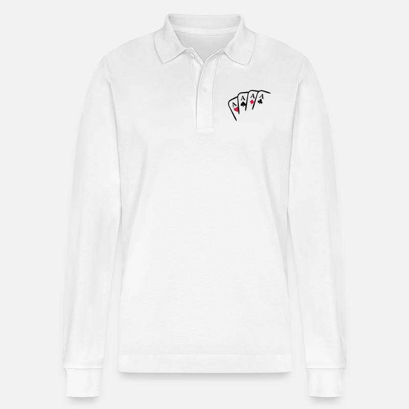 As Design Karten - Stanley/Stella Unisex Bio-Langarm-Poloshirt Prepster - Weiß