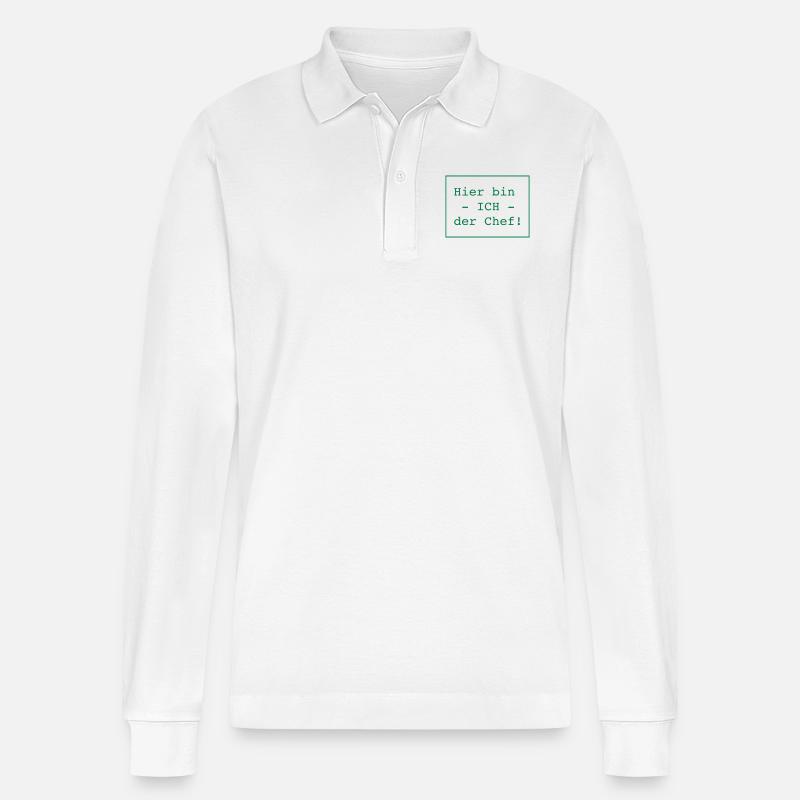Hier bin ICH der Chef! - Stanley/Stella Unisex Bio-Langarm-Poloshirt Prepster - Weiß