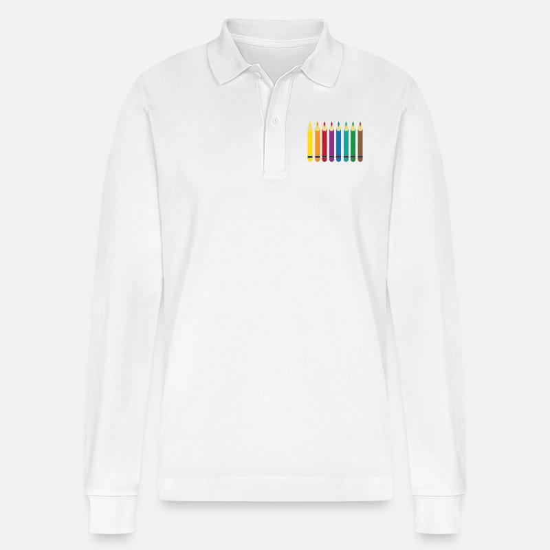 crayons de couleur - Polo à manches longues bio PREPSTER Stanley/Stella Unisexe - blanc