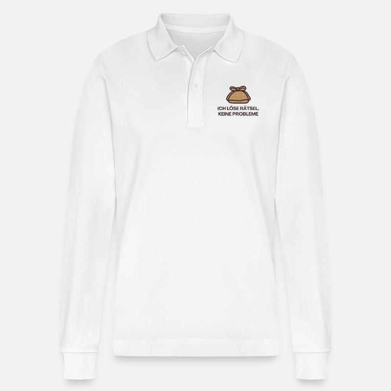 I solve puzzles, no problems - Stanley/Stella Organic Unisex Long-Sleeved Polo Shirt Prepster - white