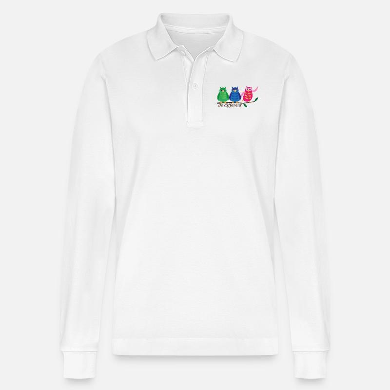 Be different - Stanley/Stella Unisex Bio-Langarm-Poloshirt Prepster - Weiß