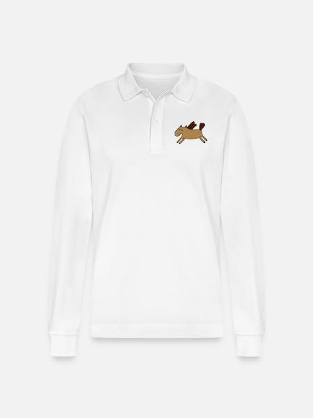 Pony - Stanley/Stella Unisex Bio-Langarm-Poloshirt Prepster - Weiß