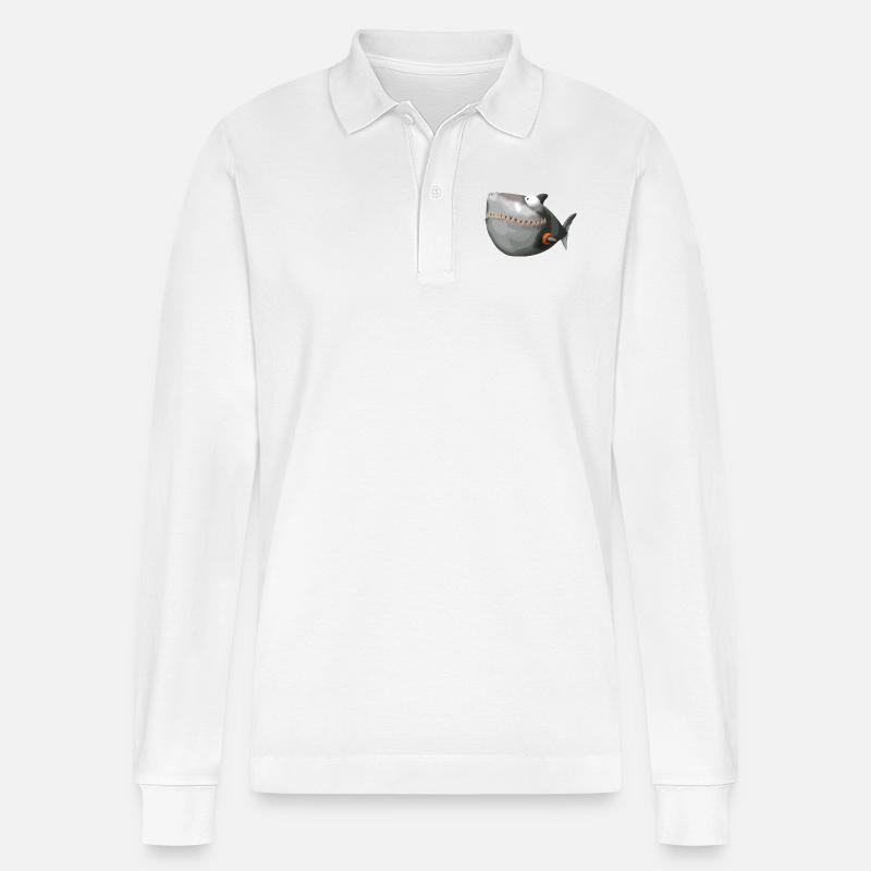SharkMops - Stanley/Stella Unisex Bio-Langarm-Poloshirt Prepster - Weiß