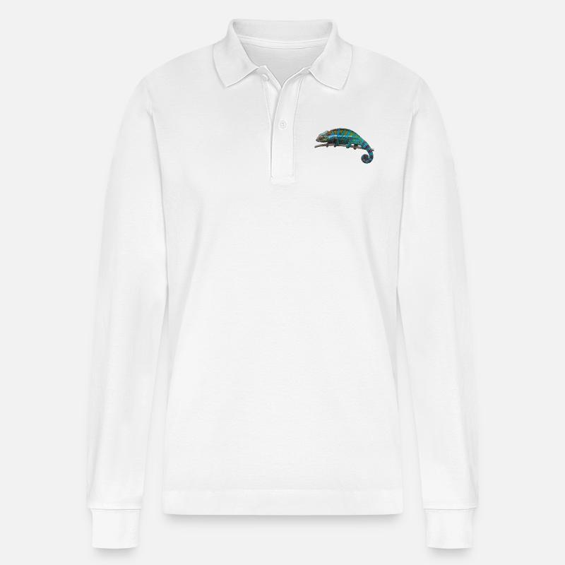 Chamäleon - Blau - Stanley/Stella Unisex Bio-Langarm-Poloshirt Prepster - Weiß