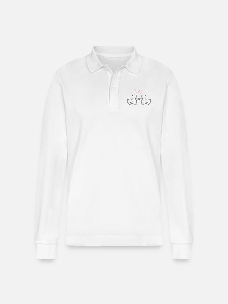 enten_verliebt - Stanley/Stella Organic Unisex Long-Sleeved Polo Shirt Prepster - white
