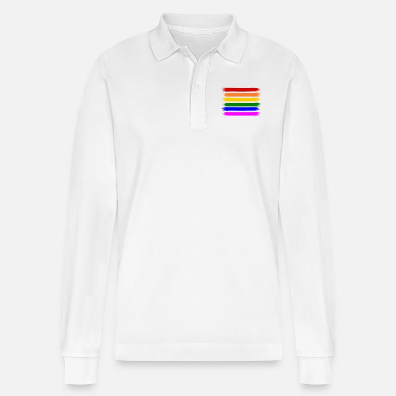 Regenbogen Regenbogenfahne - Stanley/Stella Unisex Bio-Langarm-Poloshirt Prepster - Weiß