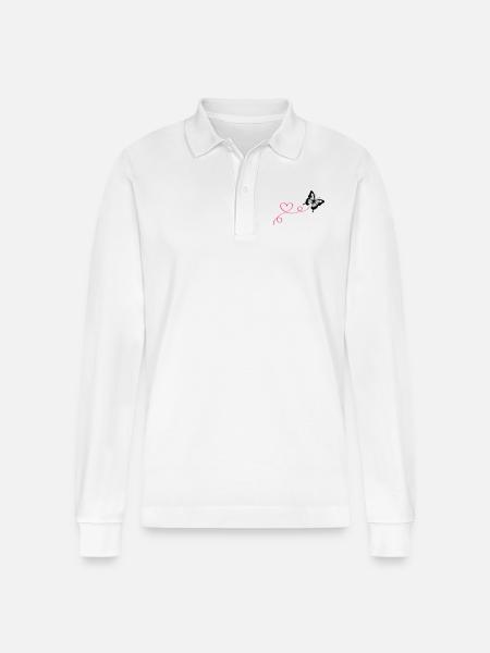 Butterfly Love - Stanley/Stella Organic Unisex Long-Sleeved Polo Shirt Prepster - white