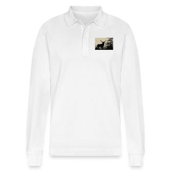 Deer - Stanley/Stella Organic Unisex Long-Sleeved Polo Shirt Prepster - white - Front - Anna (173cm) & Nico (186cm)
