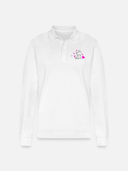 Cat Love 01 - Stanley/Stella Organic Unisex Long-Sleeved Polo Shirt Prepster - white