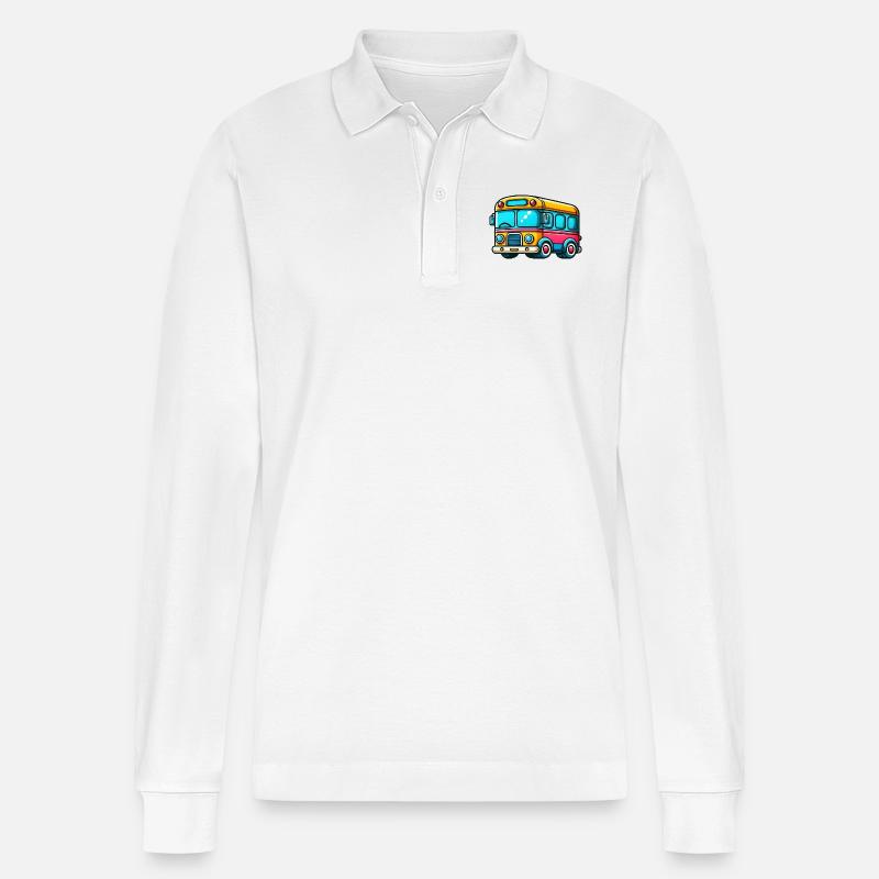 bus comic - Stanley/Stella Unisex Bio-Langarm-Poloshirt Prepster - Weiß