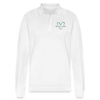 Glitzer Grünes Herz Braut Zeuge - Stanley/Stella Unisex Bio-Langarm-Poloshirt Prepster - Weiß - Vorne - Anna (173cm) & Nico (186cm)