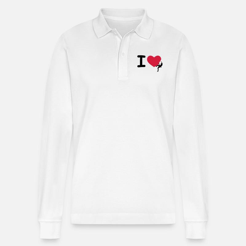 I love klettern - Stanley/Stella Unisex Bio-Langarm-Poloshirt Prepster - Weiß