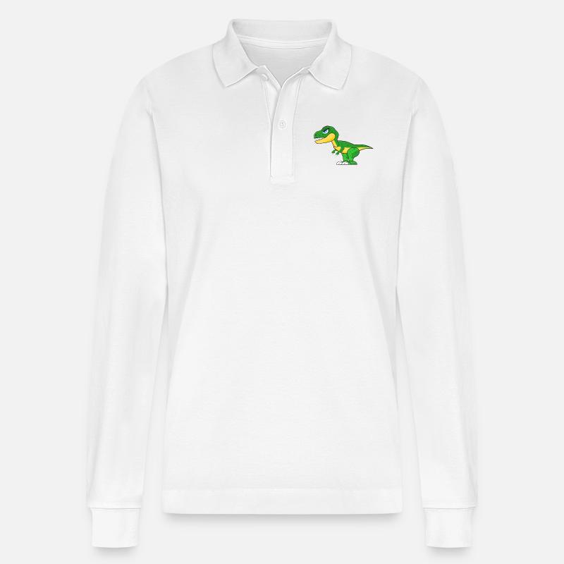 dinosaur - Stanley/Stella Organic Unisex Long-Sleeved Polo Shirt Prepster - white