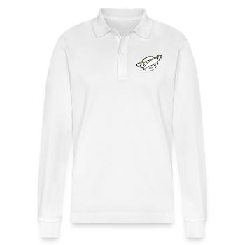 Eine Bratwurst - Stanley/Stella Unisex Bio-Langarm-Poloshirt Prepster - Weiß - Vorne - Anna (173cm) & Nico (186cm)