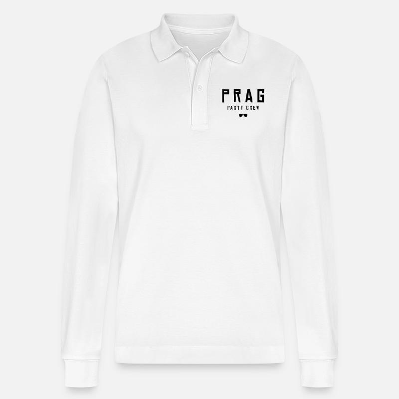 prag party crew cool - Stanley/Stella Unisex Bio-Langarm-Poloshirt Prepster - Weiß