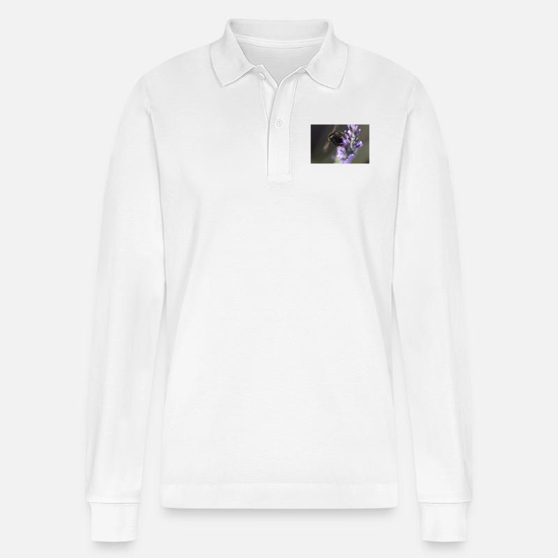 Biene lavendel Lavendelblüte - Stanley/Stella Unisex Bio-Langarm-Poloshirt Prepster - Weiß