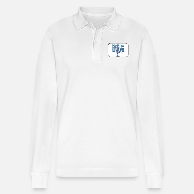 006-PartTimeDiva - Stanley/Stella Unisex Bio-Langarm-Poloshirt Prepster - Weiß