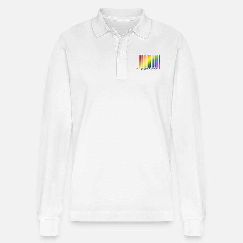 Devil Rainbow Pride - Stanley/Stella Unisex Bio-Langarm-Poloshirt Prepster - Weiß
