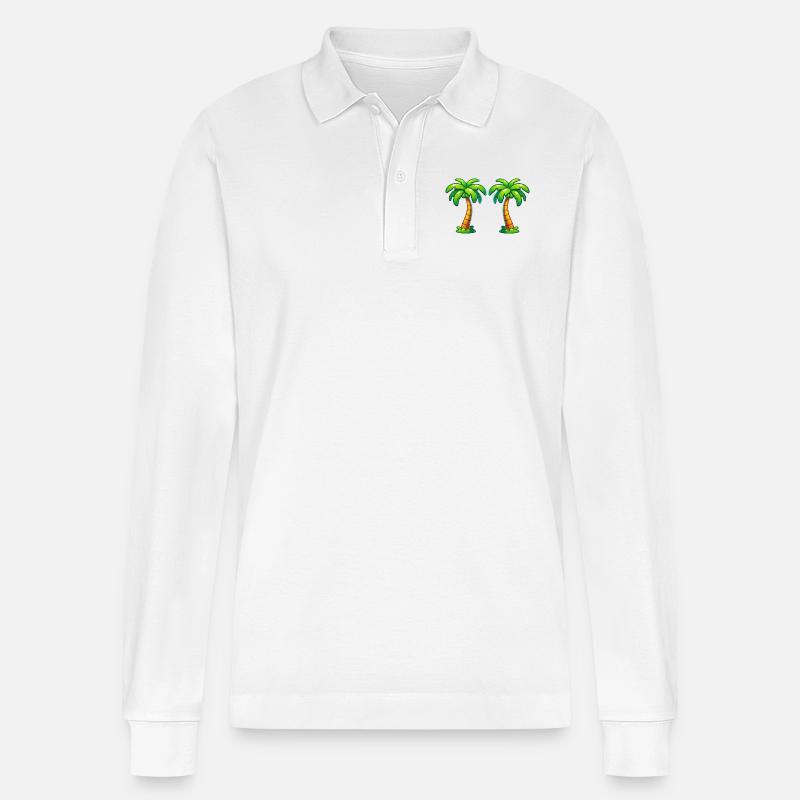palmen - Stanley/Stella Unisex Bio-Langarm-Poloshirt Prepster - Weiß