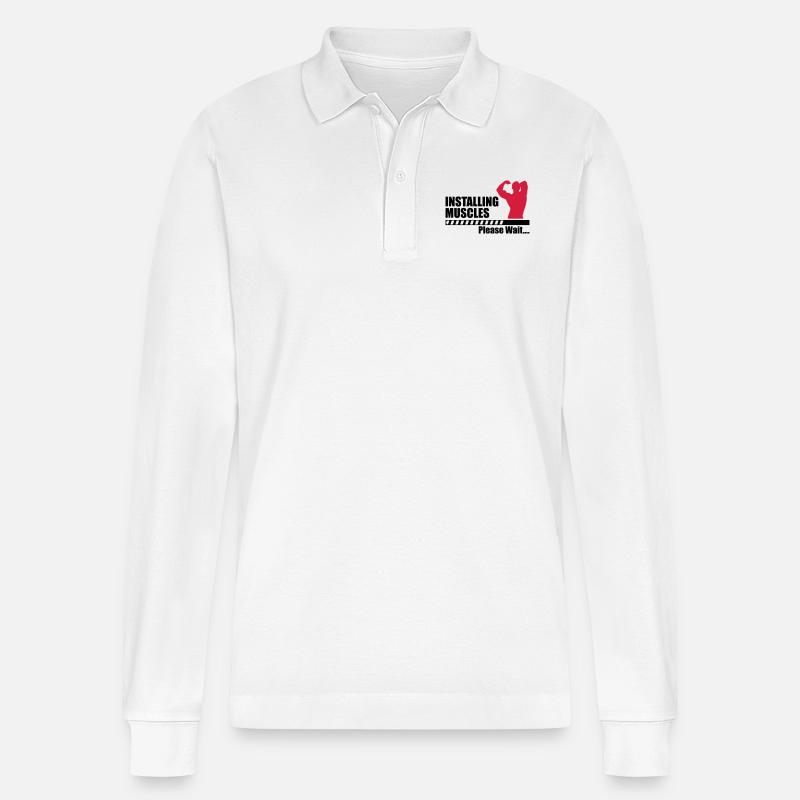 Installing Muscle - Stanley/Stella Unisex Bio-Langarm-Poloshirt Prepster - Weiß