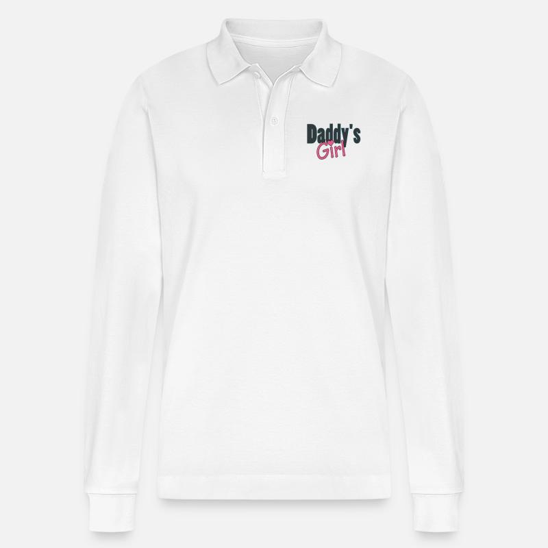 daddy's girl - Stanley/Stella Unisex Bio-Langarm-Poloshirt Prepster - Weiß