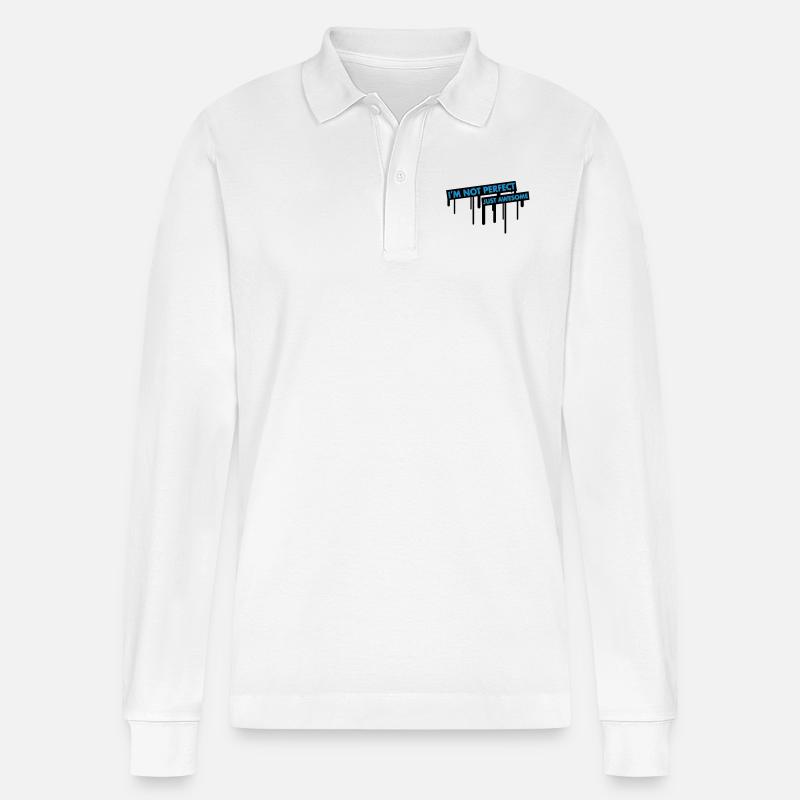 im_not_perfect_just_awesome_graffiti - Stanley/Stella Unisex Bio-Langarm-Poloshirt Prepster - Weiß