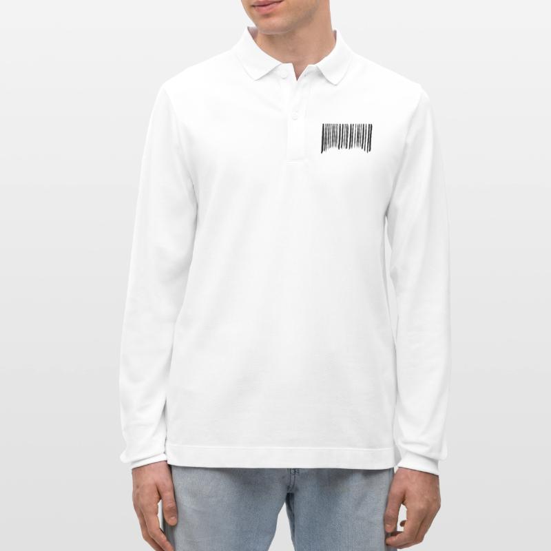Barcode Strokes Lines Scribbled Barcode Scan Polo à manches longues bio PREPSTER Stanley/Stella Unisexe