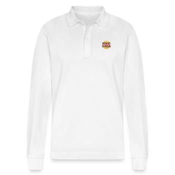 Food Coma Hamburger fast food - Stanley/Stella Organic Unisex Long-Sleeved Polo Shirt Prepster - white - Front - Anna (173cm) & Nico (186cm)