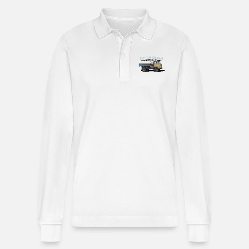ifa w50 ddr ossi - Stanley/Stella Unisex Bio-Langarm-Poloshirt Prepster - Weiß