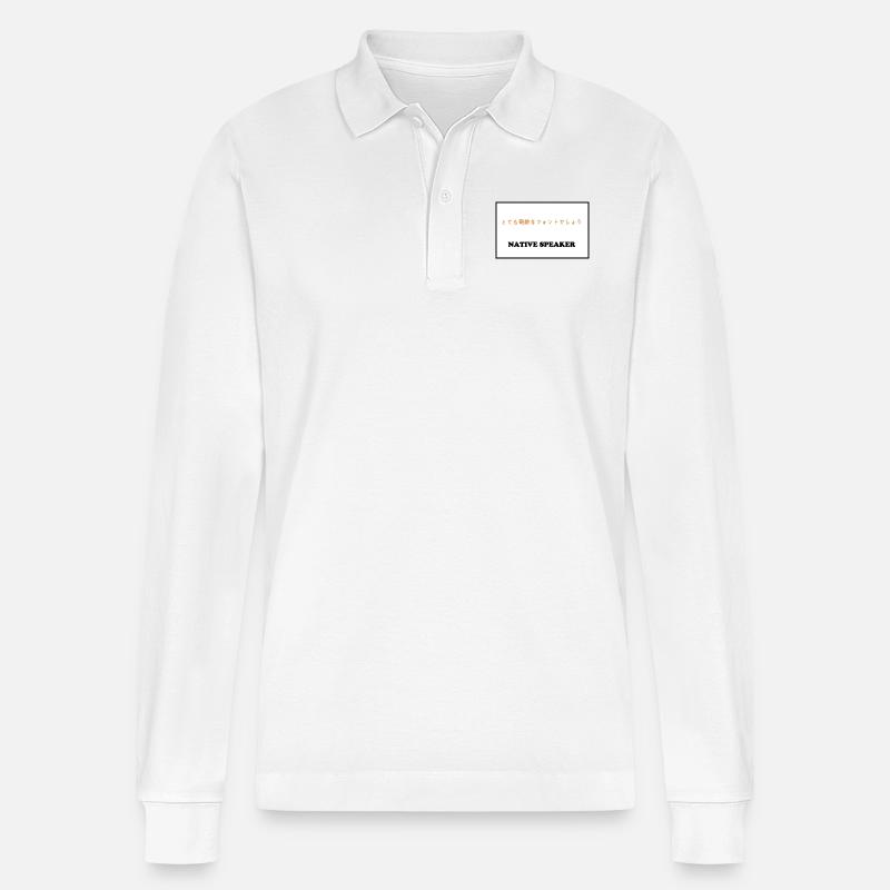Native Speaker, japanisch - Stanley/Stella Unisex Bio-Langarm-Poloshirt Prepster - Weiß