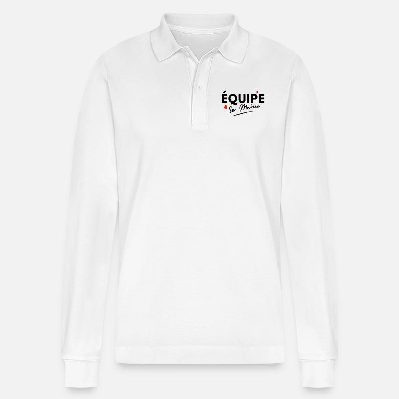 Braut Team Hearts - Brautgeschenk - Stanley/Stella Unisex Bio-Langarm-Poloshirt Prepster - Weiß