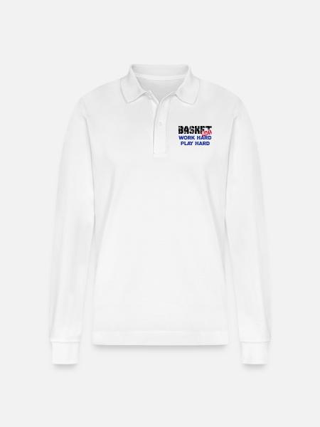 Basketball-006 - Stanley/Stella Unisex Bio-Langarm-Poloshirt Prepster - Weiß