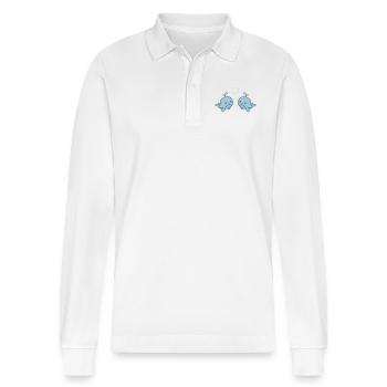 baby_wale_verliebt - Stanley/Stella Organic Unisex Long-Sleeved Polo Shirt Prepster - white - Front - Anna (173cm) & Nico (186cm)
