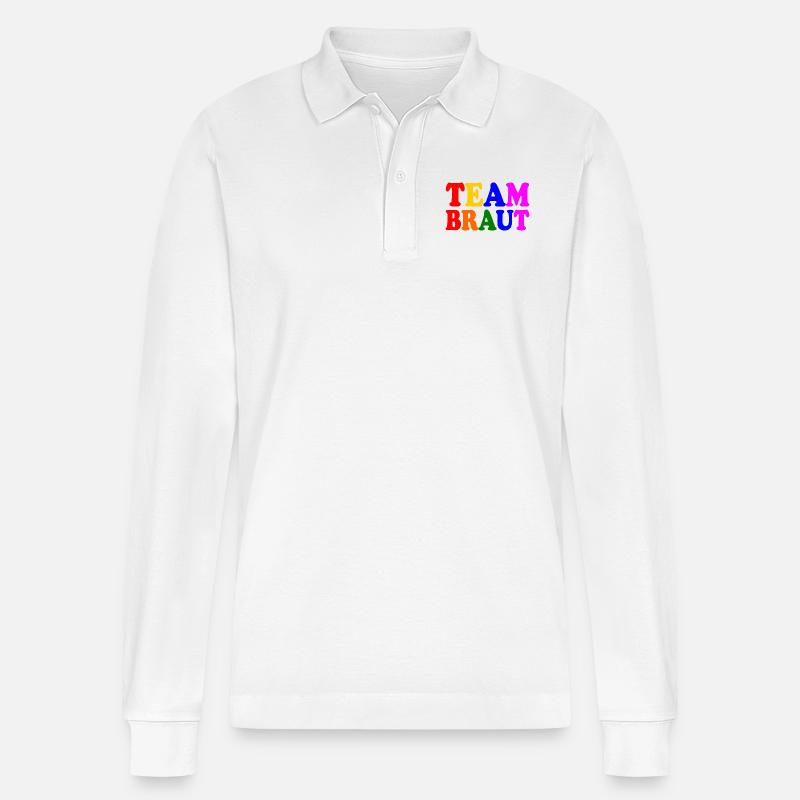 Team braut - Stanley/Stella Unisex Bio-Langarm-Poloshirt Prepster - Weiß