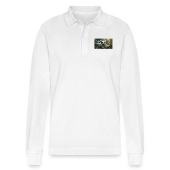 Cute animals chilling – ring-tailed lemur - Stanley/Stella Organic Unisex Long-Sleeved Polo Shirt Prepster - white - Front - Anna (173cm) & Nico (186cm)