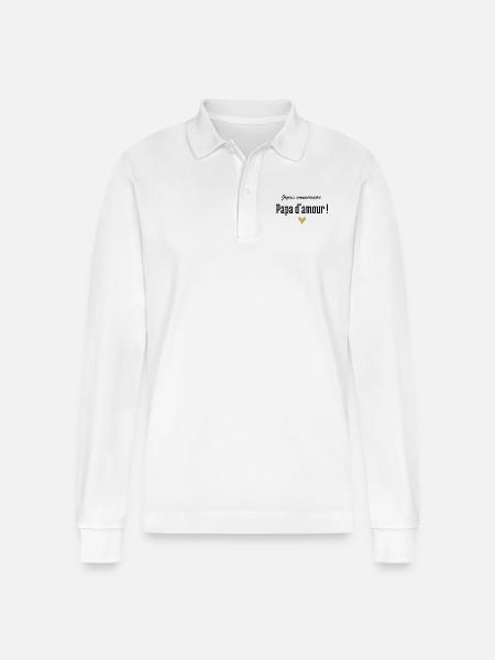 Happy Birthday Love Dad - Stanley/Stella Organic Unisex Long-Sleeved Polo Shirt Prepster - white