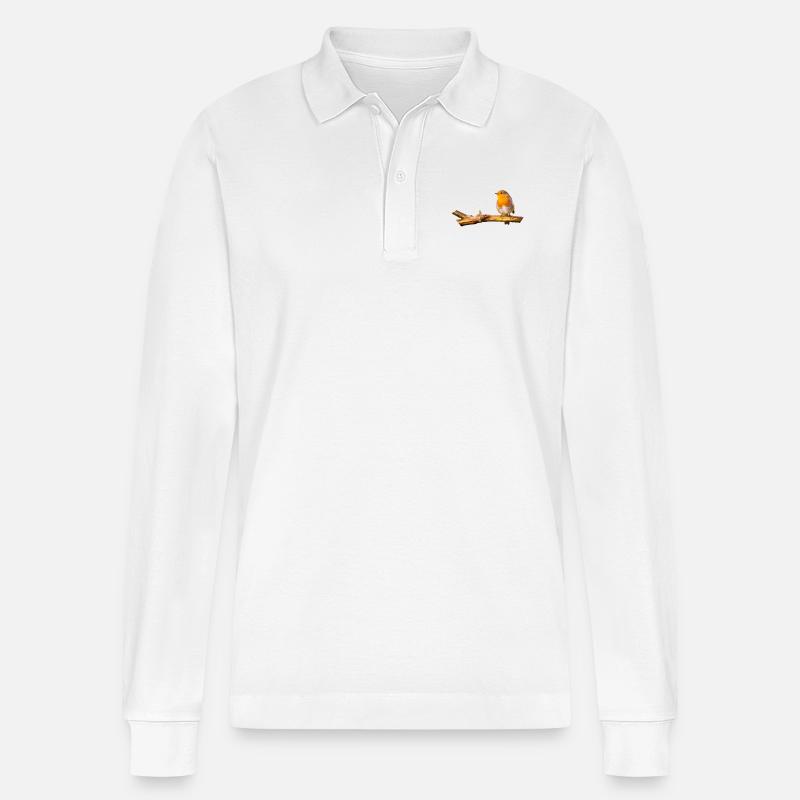 Robin - Stanley/Stella Unisex Bio-Langarm-Poloshirt Prepster - Weiß