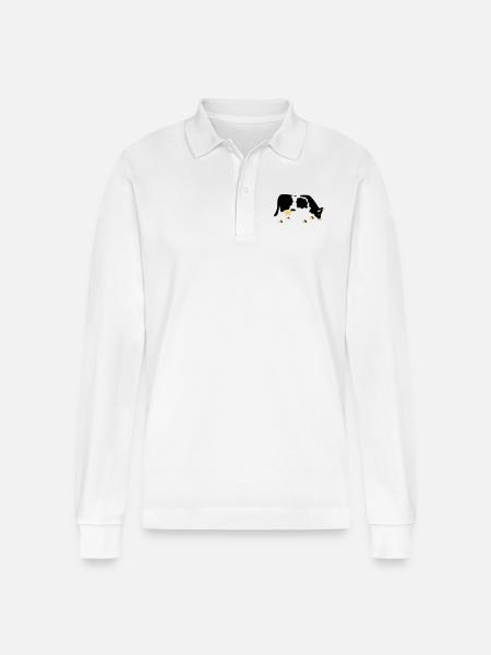 Kuh mit Löchern - Stanley/Stella Unisex Bio-Langarm-Poloshirt Prepster - Weiß