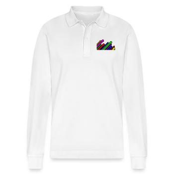 Neon lights strokes - Stanley/Stella Organic Unisex Long-Sleeved Polo Shirt Prepster - white - Front - Anna (173cm) & Nico (186cm)