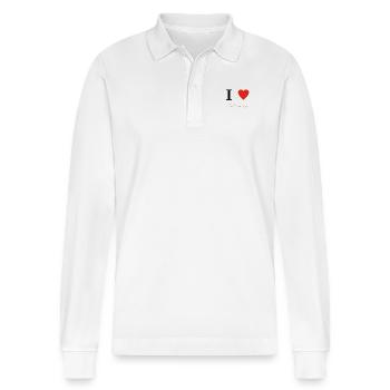 I Love Lord of the Rings - Stanley/Stella Organic Unisex Long-Sleeved Polo Shirt Prepster - white - Front - Anna (173cm) & Nico (186cm)