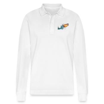 element - Stanley/Stella Organic Unisex Long-Sleeved Polo Shirt Prepster - white - Front - Anna (173cm) & Nico (186cm)