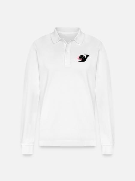 Fast Snail - Stanley/Stella Organic Unisex Long-Sleeved Polo Shirt Prepster - white