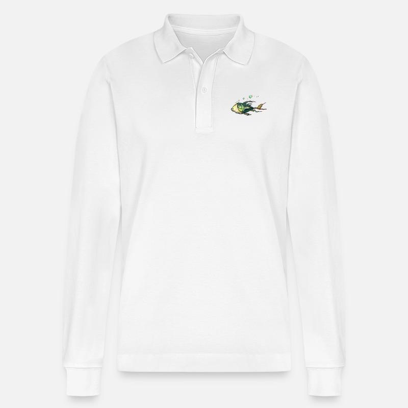 Fisch - Stanley/Stella Unisex Bio-Langarm-Poloshirt Prepster - Weiß