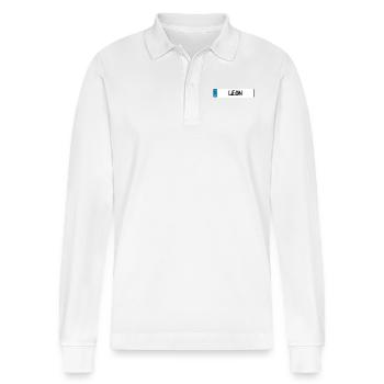 Leon name tag gift - Stanley/Stella Organic Unisex Long-Sleeved Polo Shirt Prepster - white - Front - Anna (173cm) & Nico (186cm)