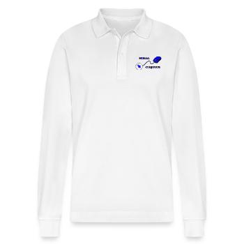 Serial Clicker - Stanley/Stella Organic Unisex Long-Sleeved Polo Shirt Prepster - white - Front - Anna (173cm) & Nico (186cm)